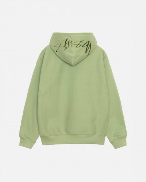 Stussy Back Hood Applique Hood Men Sweatshirts Green | BGD-9158