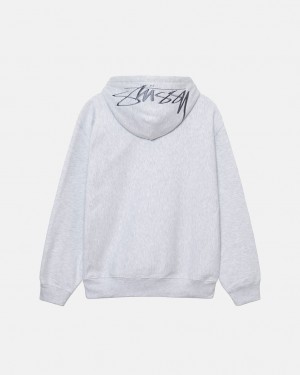 Stussy Back Hood Applique Hoodie Men Hoodie Grey | XNH-0570