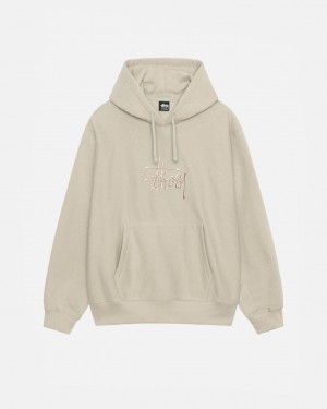 Stussy Basic Applique Hood Men Sweatshirts Khaki | HLX-6404