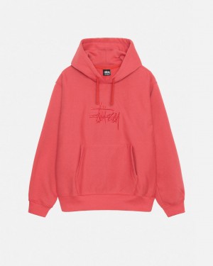 Stussy Basic Applique Hood Women Sweatshirts Red | MHZ-7088