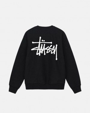 Stussy Basic Stussy Crew Men Sweatshirts Black | BNJ-7838