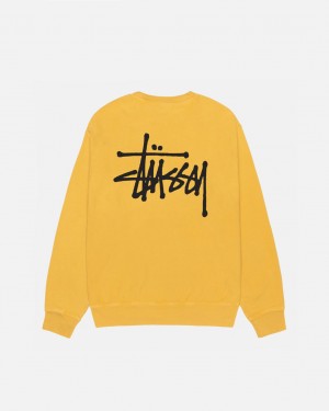 Stussy Basic Stussy Crew Pigment Dyed Men Sweatshirts Yellow | MOD-1662