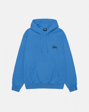 Stussy Basic Stussy Hoodie Pigment Dyed Men Hoodie Blue | TJK-3927