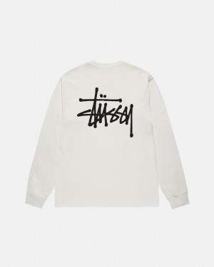 Stussy Basic Stussy LS Tee Pigment Dyed Men T Shirt Beige | LWU-6084