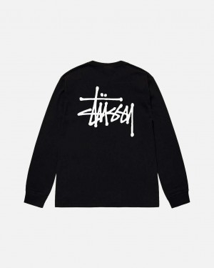 Stussy Basic Stussy Ls Tee Men T Shirt Black | AKS-0312