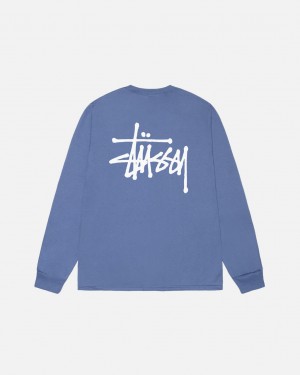 Stussy Basic Stussy Ls Tee Men T Shirt Royal Blue | QKY-1407