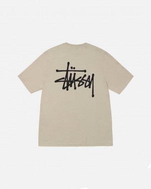 Stussy Basic Stussy Tee Men T Shirt Khaki | OUC-0988