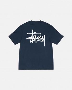 Stussy Basic Stussy Tee Men T Shirt Navy | FKG-8659