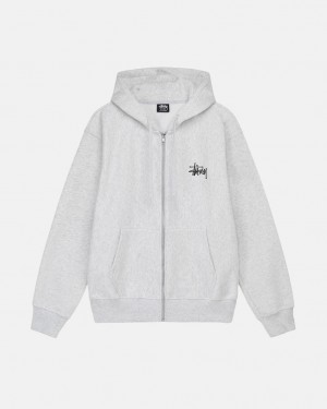 Stussy Basic Stussy Zip Hoodie Men Hoodie Grey | PGG-9926