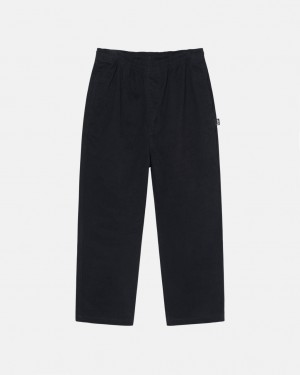 Stussy Beach Pant Brushed Cotton Men Pants Black | MDR-6834