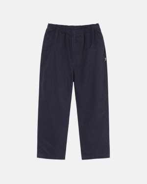 Stussy Beach Pant Brushed Cotton Women Pants Navy | EEB-3623