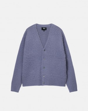 Stussy Brushed Cardigan Men Sweaters Purple | GEZ-1440