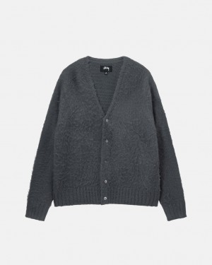 Stussy Brushed Cardigan Women Sweaters Charcoal | XWD-8703