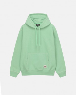 Stussy Contrast Stitch Label Hood Men Sweatshirts Green | HDH-9222