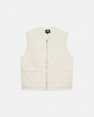 Stussy Diamond Quilted Vest Women Vest Cream | IJX-6704