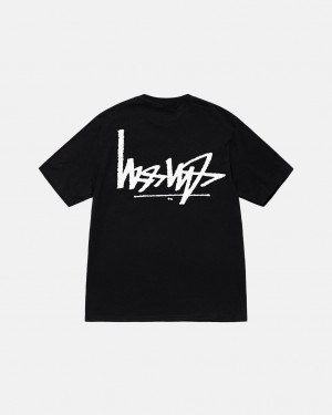 Stussy Flipped Tee Men T Shirt Black | DLQ-3871