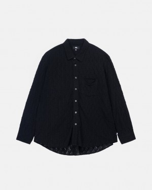 Stussy Lace Ls Shirt Men Shirts Black | DHW-0414