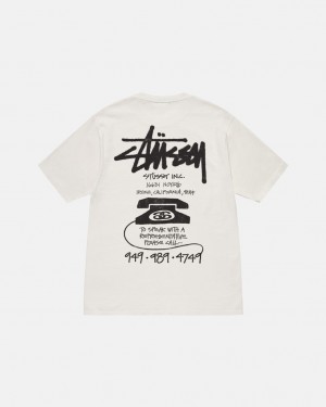 Stussy Old Phone Tee Pigment Dyed Men T Shirt Beige | CMU-7212