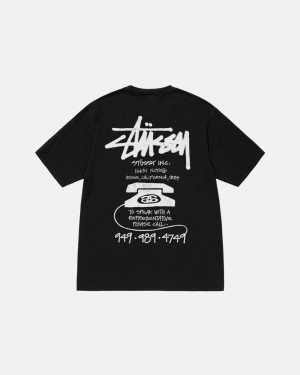 Stussy Old Phone Tee Pigment Dyed Men T Shirt Black | BFJ-0984