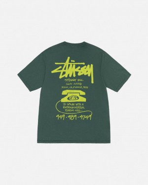 Stussy Old Phone Tee Pigment Dyed Men T Shirt Green | VNV-9264