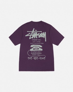 Stussy Old Phone Tee Pigment Dyed Women T Shirt Purple | NQA-4486