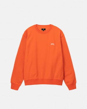 Stussy Overdyed Stock Logo Crew Men Sweatshirts Orange | WJP-0404