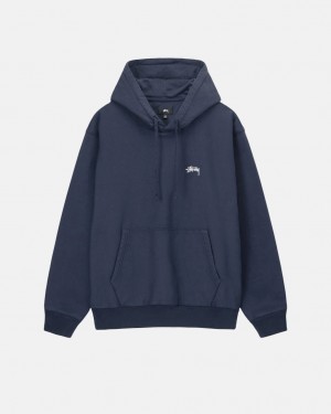 Stussy Overdyed Stock Logo Hoodie Men Hoodie Navy | OXT-1087