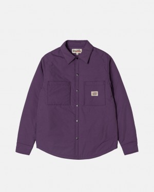 Stussy Padded Tech Over Shirt Men Shirts Purple | OIZ-1204