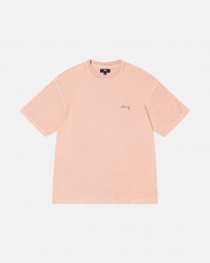 Stussy Pig. Dyed Inside Out Crew Men T Shirt Light Pink | FFE-4863