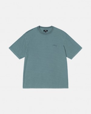 Stussy Pig. Dyed Inside Out Crew Men T Shirt Turquoise | QHW-1832