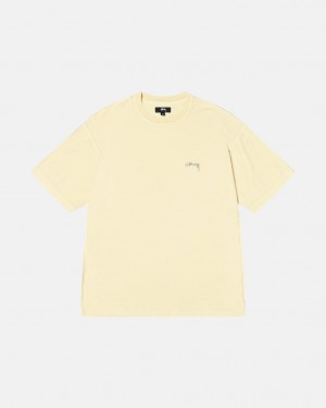 Stussy Pig. Dyed Inside Out Crew Men T Shirt Yellow | PXS-6975