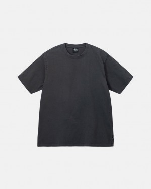 Stussy Pigment Dyed Crew Men T Shirt Black | UCO-8961