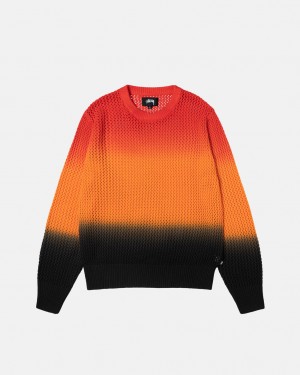 Stussy Pigment Dyed Loose Gauge Knit Sweater Women Sweaters Black / Red | DJC-1942