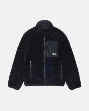 Stussy Sherpa Reversible Jacket Men Jackets Black | AOA-1514