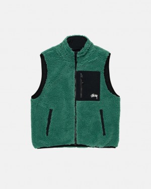 Stussy Sherpa Reversible Vest Men Vest Turquoise | JQN-9348