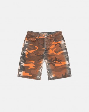 Stussy Spray Dye Big Ol' Shorts Men Shorts Orange Camo | WCP-7480