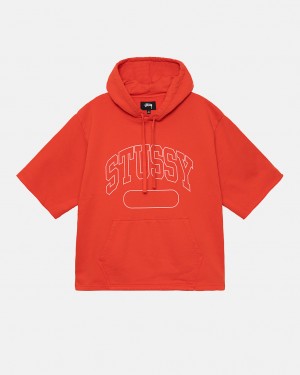 Stussy Ss Boxy Cropped Hoodie Men Hoodie Deep Orange | TGS-5048