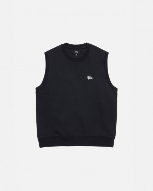 Stussy Stock Fleece Vest Men Sweatshirts Black | RXN-0557