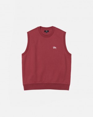 Stussy Stock Fleece Vest Men Sweatshirts Burgundy | CSD-6244