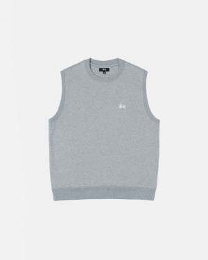 Stussy Stock Fleece Vest Women Sweatshirts Grey | TWF-5999