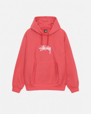 Stussy Stock Logo Applique Hood Men Sweatshirts Red | CWB-8027