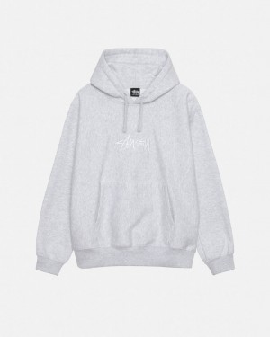 Stussy Stock Logo Applique Hoodie Men Hoodie Grey | CFL-7142