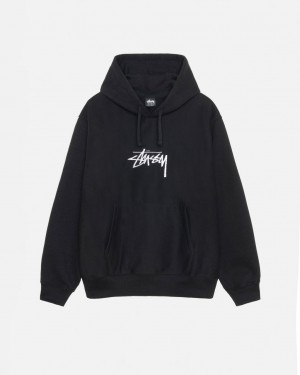 Stussy Stock Logo Applique Hoodie Women Hoodie Black | DHT-3491