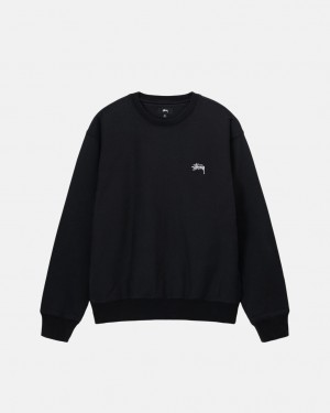 Stussy Stock Logo Crew Men Sweatshirts Black | UMA-3897