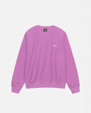 Stussy Stock Logo Crew Men Sweatshirts Purple | FSU-4105