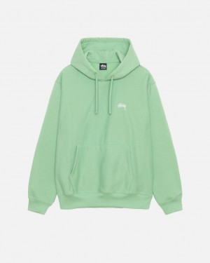 Stussy Stock Logo Hood Men Sweatshirts Green | TYN-5879