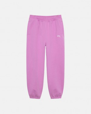 Stussy Stock Logo Sweatpant Men Sweatpants Purple | ZAL-2082