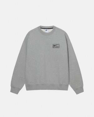 Stussy Fleece Crew Men Sweatshirts Dark Grey | DJW-4469