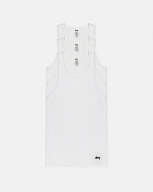 Stussy Stussy Tank Undershirt Men Shirts White | FIA-7026