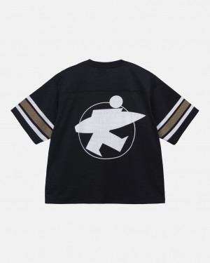 Stussy Surfman Mesh Football Jersey Men Tops Black | TNT-5558